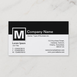Tarjeta De Visita Monograma moderno - Blanco y negro
