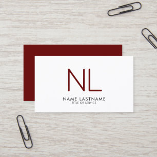 Tarjeta De Visita Monograma moderno Borgoña Blanco minimalista y li
