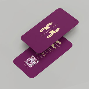 Tarjeta De Visita Monograma moderno C Profesional Purple de lujo