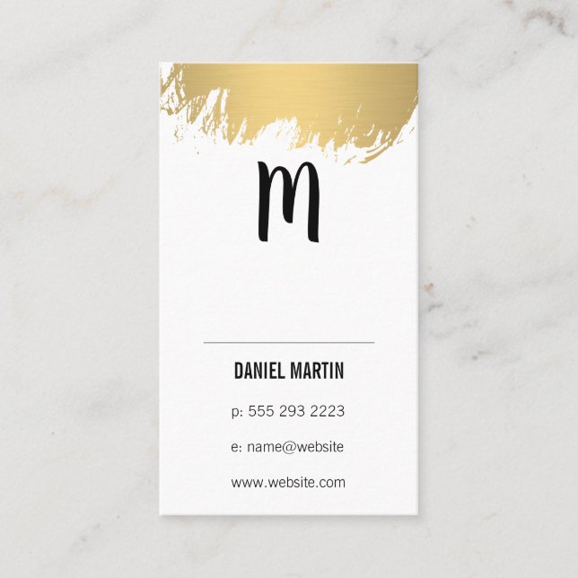 Tarjeta De Visita Monograma moderno / Cepillo de oro (Anverso)