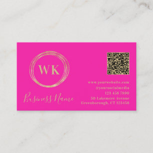 Tarjeta De Visita Monograma moderno Código QR Oro rosa caliente