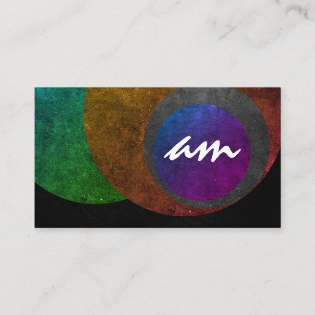 Tarjeta De Visita Monograma moderno con colores texturizados (Anverso)