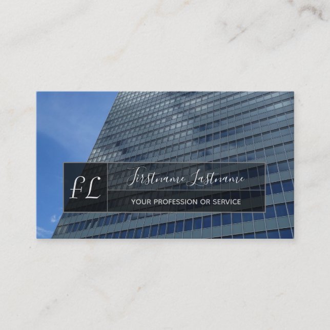 Tarjeta De Visita Monograma moderno de construcción de oficinas en f (Anverso)