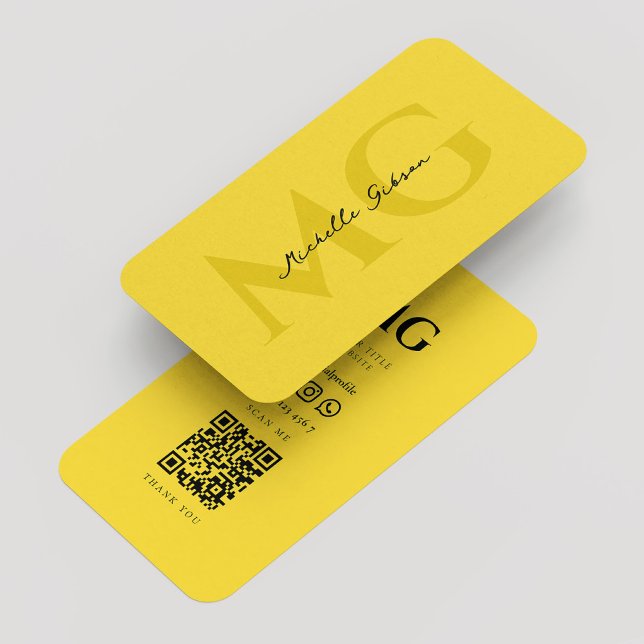 Tarjeta De Visita Monograma moderno de construcción profesional amar (Modern Professional Construction Monogram Yellow Business Card
)