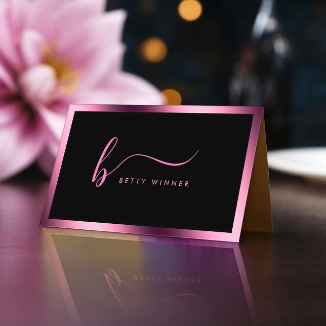 Tarjeta De Visita Monograma moderno de escritura de Relieve metaliza (Subido por el creador)