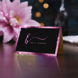 Tarjeta De Visita Monograma moderno de escritura de Relieve metaliza