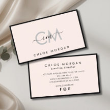 Monograma moderno de escritura rosa claro negro cl