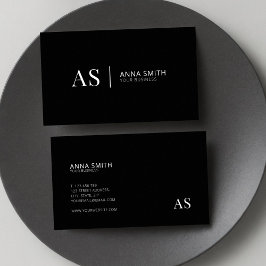 Tarjeta De Visita Monograma moderno de estilo negro y blanco