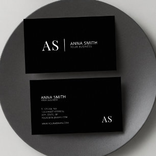 Tarjeta De Visita Monograma moderno de estilo negro y blanco