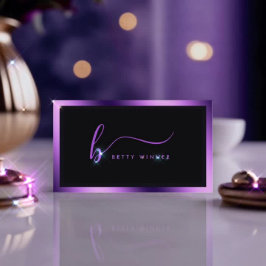 Tarjeta De Visita Monograma moderno de guiones lujosos Royal Purple 