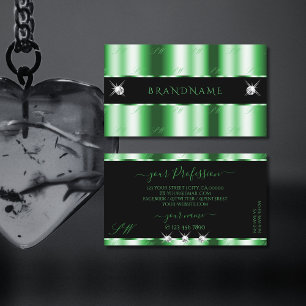 Tarjeta De Visita Monograma moderno de joyas de esmeralda verde negr