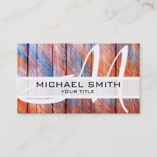 Tarjeta De Visita Monograma moderno de madera pintada #10