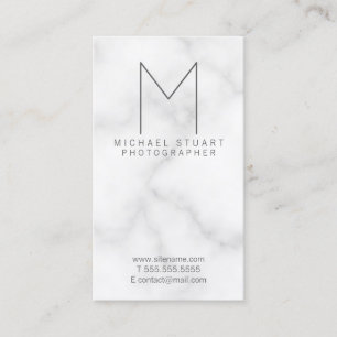 Tarjeta De Visita Monograma moderno de mármol blanco