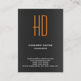 Tarjeta De Visita Monograma moderno de naranja gris negro