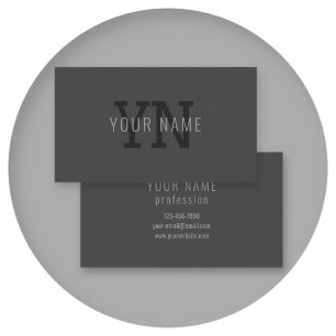 Tarjeta De Visita Monograma moderno de nombre (u otro texto) en gris