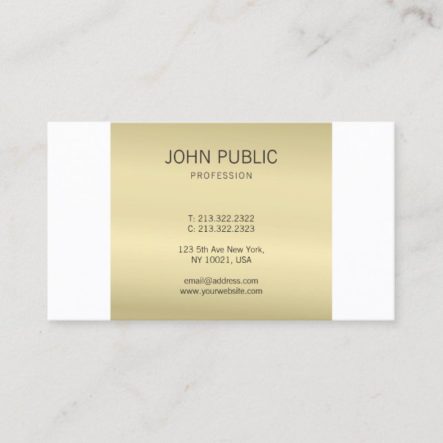 Tarjeta De Visita Monograma moderno de oro elegante profesional (Anverso)