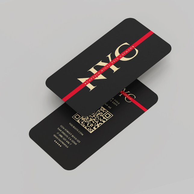 Tarjeta De Visita Monograma moderno del bombero de la línea roja gri (Modern Red Line Firefighter Monogram Black Gold Business Card
)