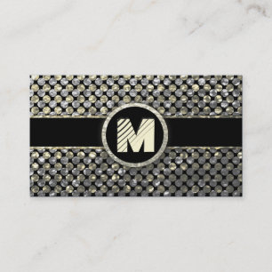 Tarjeta De Visita Monograma moderno del oro y de la plata