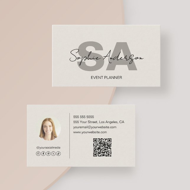 Tarjeta De Visita Monograma moderno elegante (Modern Elegant Monogram Business Card)