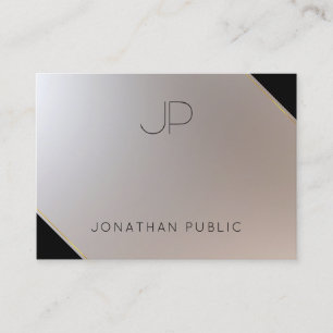 Tarjeta De Visita Monograma moderno elegante dorado plateado