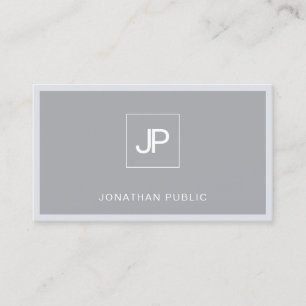 Tarjeta De Visita Monograma moderno elegante gris simple moda