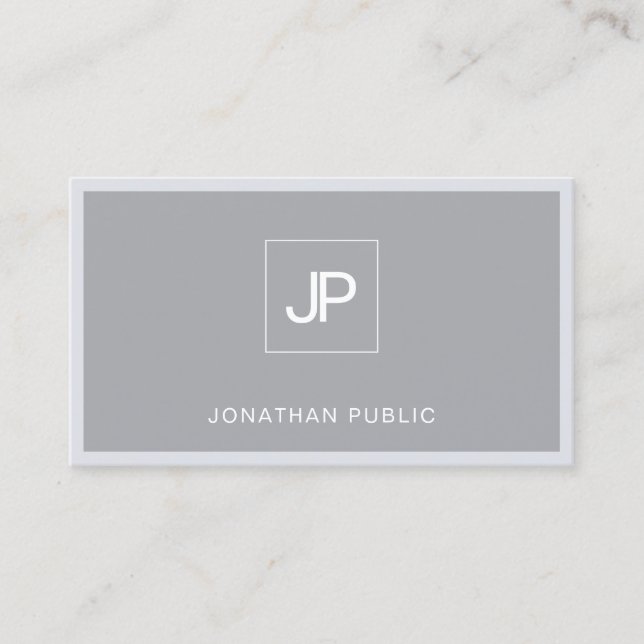 Tarjeta De Visita Monograma moderno elegante gris simple moda (Anverso)