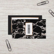 Monograma moderno elegante, mármol negro, piedra