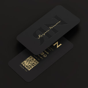 Tarjeta De Visita Monograma moderno elegante negro R N