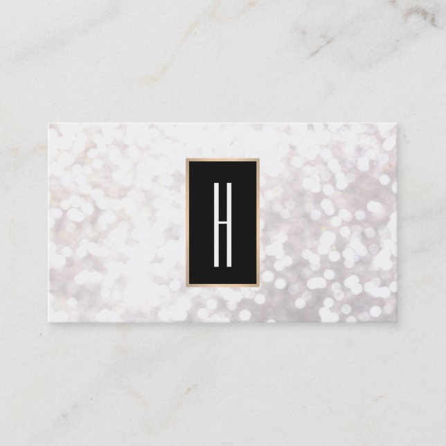 Tarjeta De Visita Monograma moderno elegante, negro y blanco (Anverso)