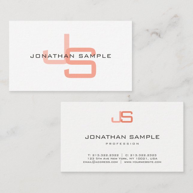 Tarjeta De Visita Monograma moderno elegante plantilla Personalizado (Anverso / Reverso)