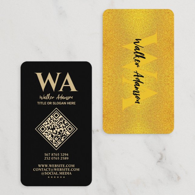 Tarjeta De Visita Monograma moderno | Elegante profesional Faux Gold (Luxury Black & Gold | Modern Professional Monogram Business Cards)