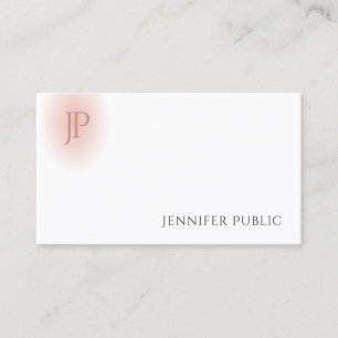 Tarjeta De Visita Monograma moderno elegante rosa blanco de moda