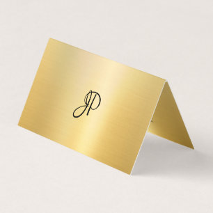 Tarjeta De Visita Monograma moderno Faux Gold Script