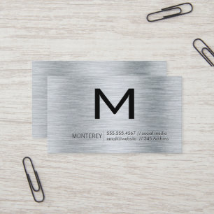 Tarjeta De Visita Monograma moderno Fondo de pincel metálico