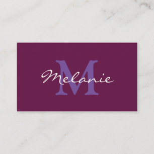 Tarjeta De Visita Monograma moderno Fuchsia rosa y púrpura Lilac