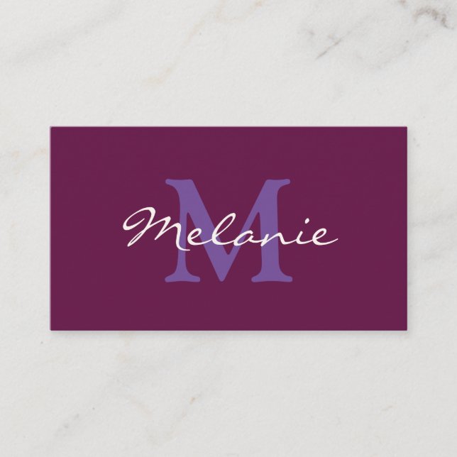 Tarjeta De Visita Monograma moderno Fuchsia rosa y púrpura Lilac (Anverso)