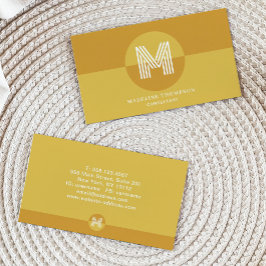 Tarjeta De Visita Monograma moderno geométrico ocromático de mostaza
