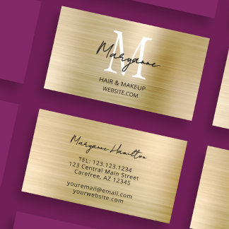 Tarjeta De Visita Monograma moderno Gran fuente de oro