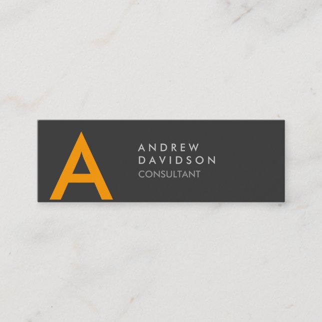 Tarjeta de visita Monograma Moderno Gris Amarillo  (Anverso)