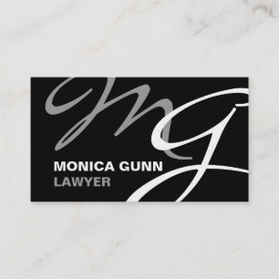 Tarjeta De Visita Monograma moderno gris negro