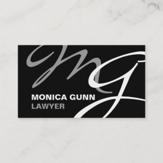 Tarjeta De Visita Monograma moderno gris negro