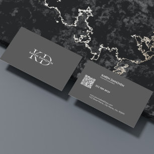 Tarjeta De Visita Monograma moderno gris oscuro