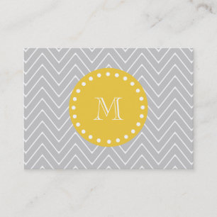 Tarjeta De Visita Monograma moderno gris y amarillo del
