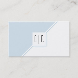 Tarjeta De Visita Monograma moderno gris y blanco azul geométrico