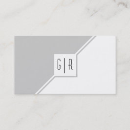 Tarjeta De Visita Monograma moderno gris y blanco geométrico