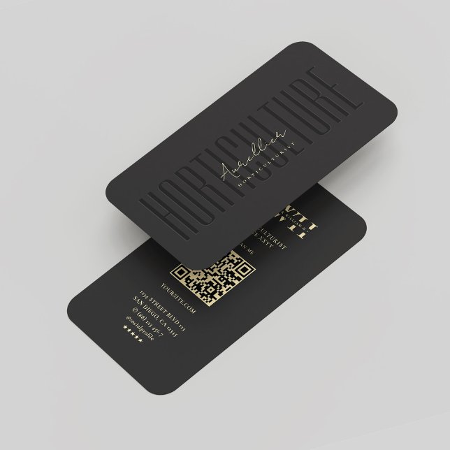 Tarjeta De Visita Monograma moderno Horticultura Oro negro (Modern Monogram Horticulture Black Gold Business Card
)