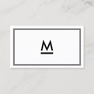 Tarjeta De Visita Monograma moderno inicial grande en blanco y negro