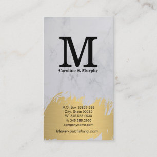 Tarjeta De Visita Monograma moderno   Mármol blanco   Cepillado de o