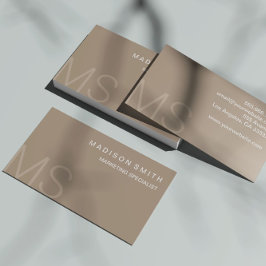Tarjeta De Visita Monograma Moderno Minimalista Beige Profesional