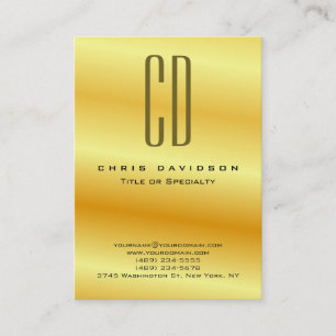 Tarjeta De Visita Monograma moderno Minimalista de color dorado